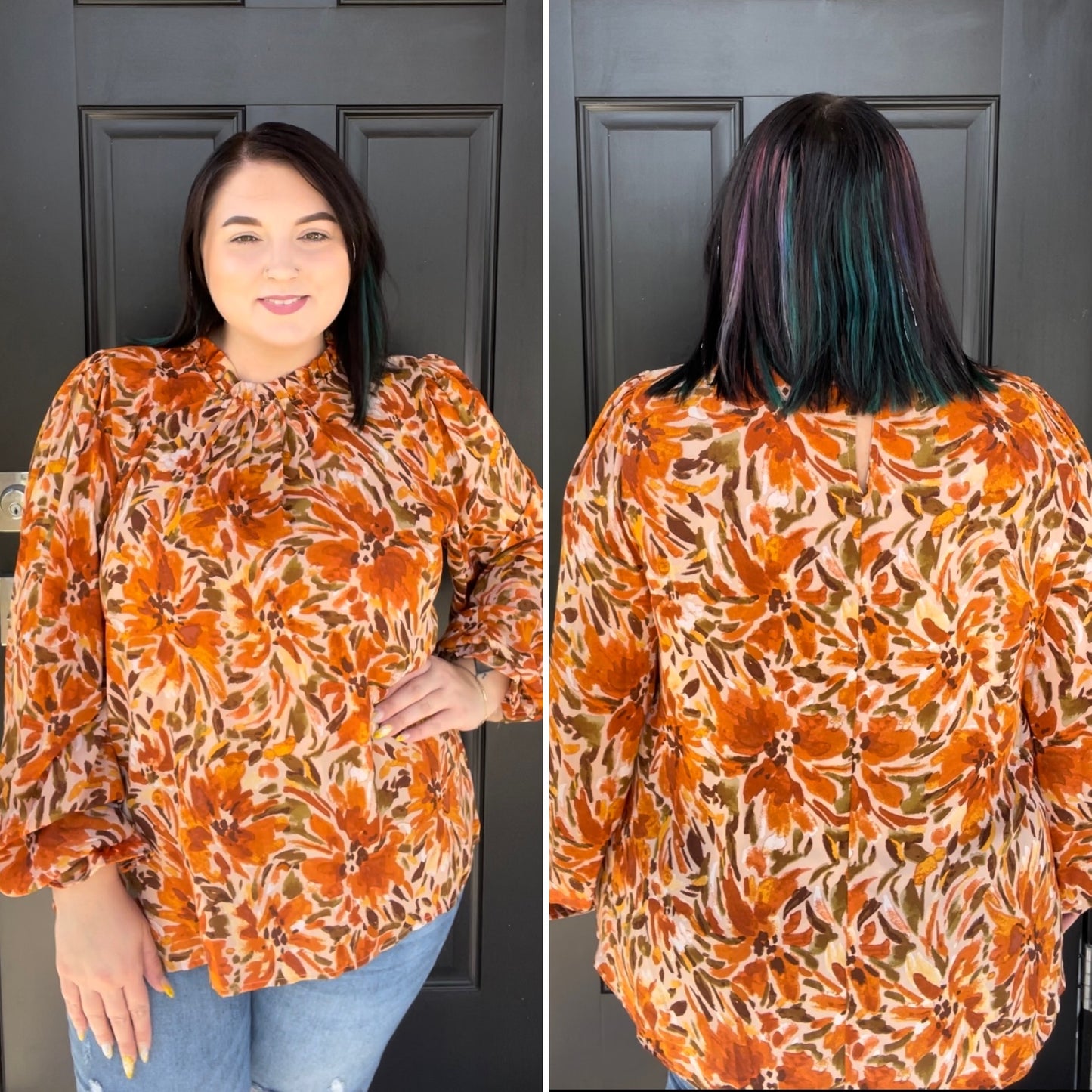 Mock Neck Floral Top