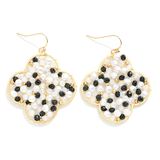 Pearl & Black Clover Earring