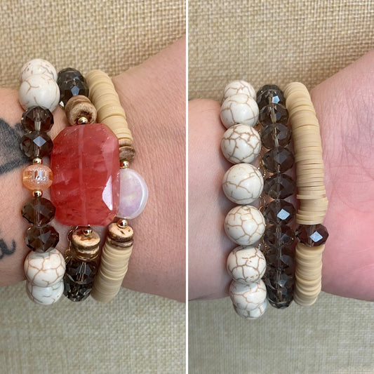 Coral & Natural Stack