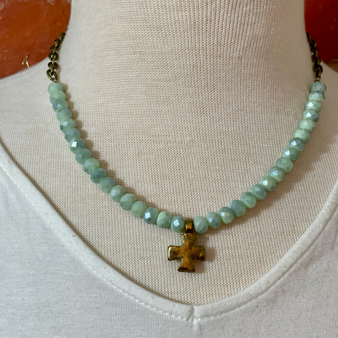 Pistachio Crystal Cross