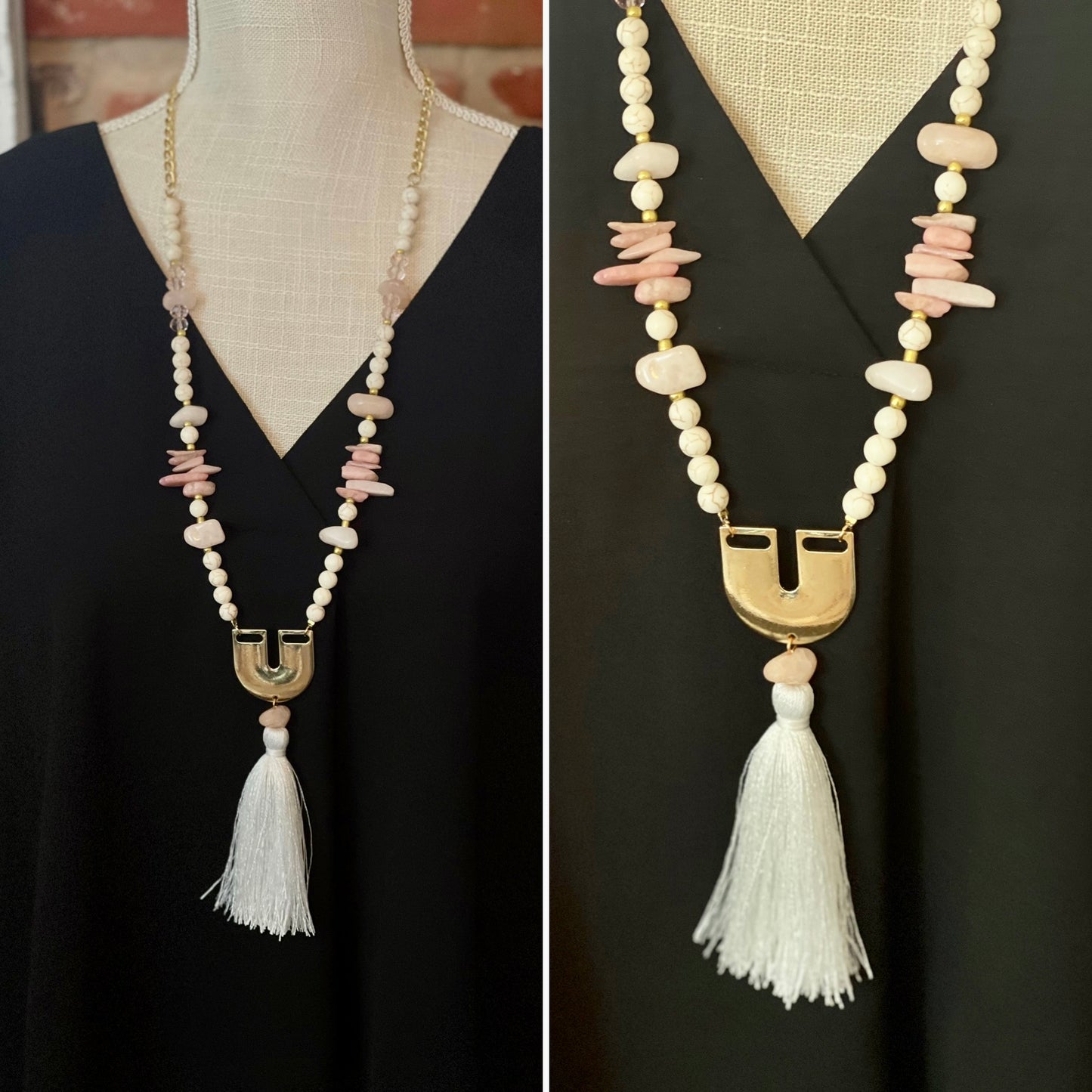 Baby Pink with White Tassel