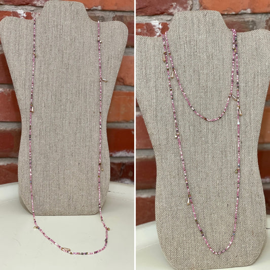 Pink Beaded Layering Chain